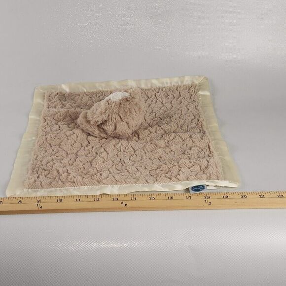 Mary Meyer Puppy Lovey Dog Security Blanket Brown Tan Cream Plush Satin Trim - Picture 5 of 8
